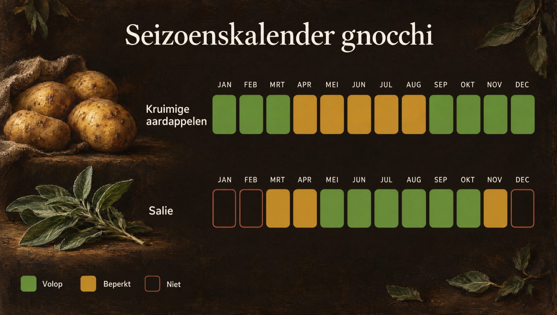Seizoenskalender voor gnocchi: kruimige aardappelen en salie